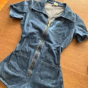 Denim Short-Sleeve Romper